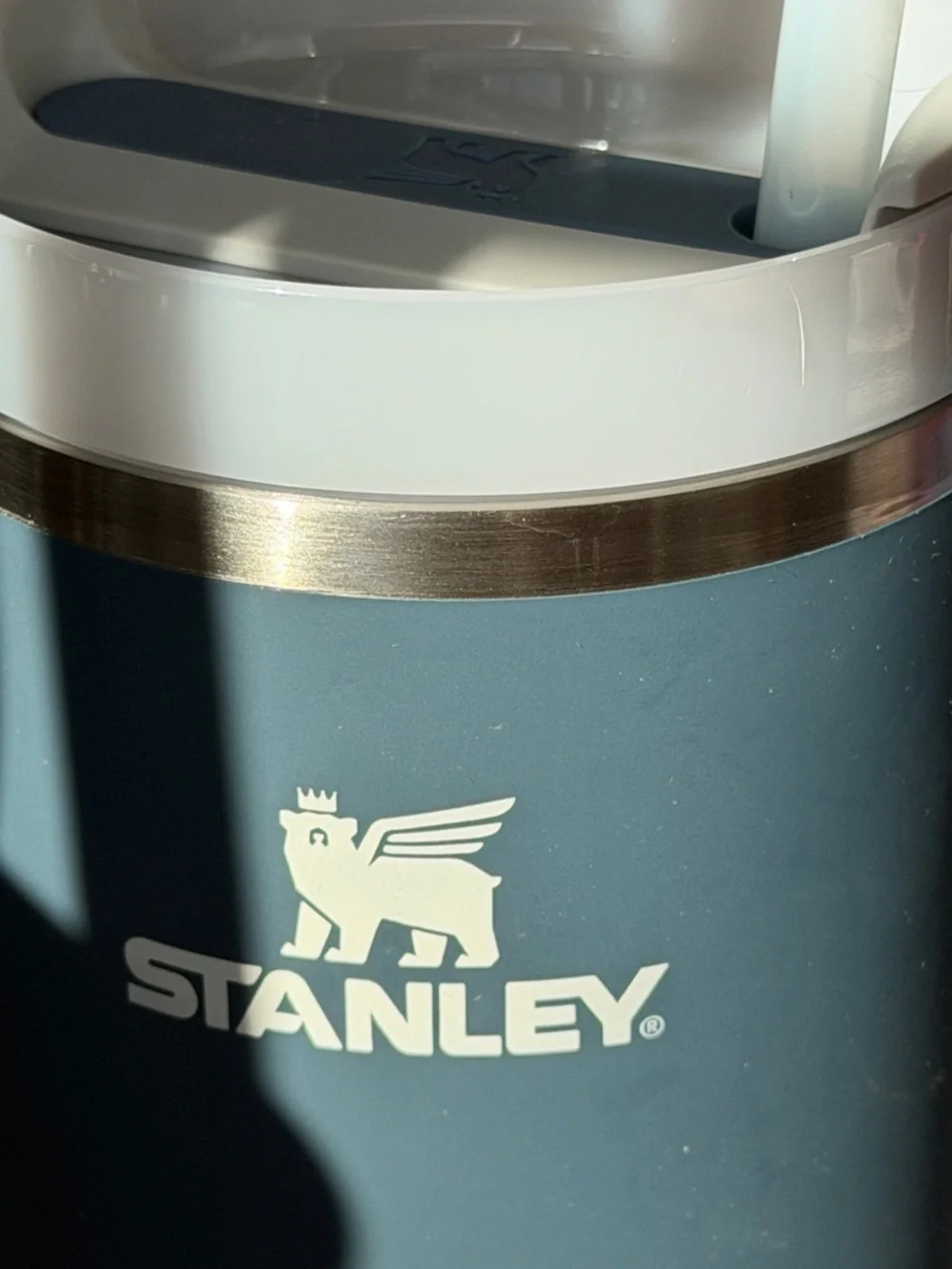 Stanley Steel-Trimmed 40 oz Travel Tumbler in Slate Blue and White - Picture 9 of 10